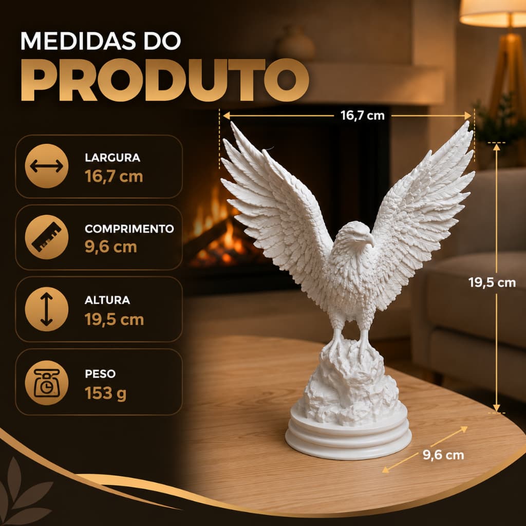 Enfeite Águia Asa Aberta Escultura Decorativa Para Sala Quarto Escritório Decoração Moderna Elegante Presente
