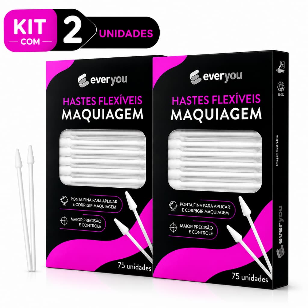 Ever You Hastes Flexiveis Para Maquiagem Ponta Fina Kit 2 Unidades