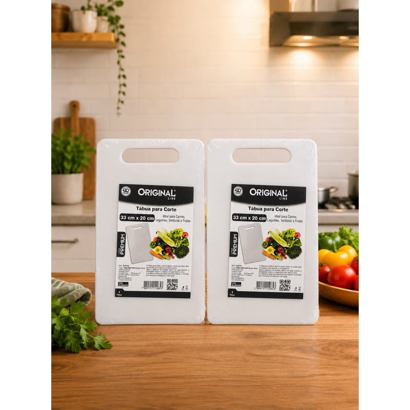 Kit Com 2 Tábua De Corte Superchef Pvc Cozinha Original Line de Churrasco Corte Carnes Verduras e Legumes Branca