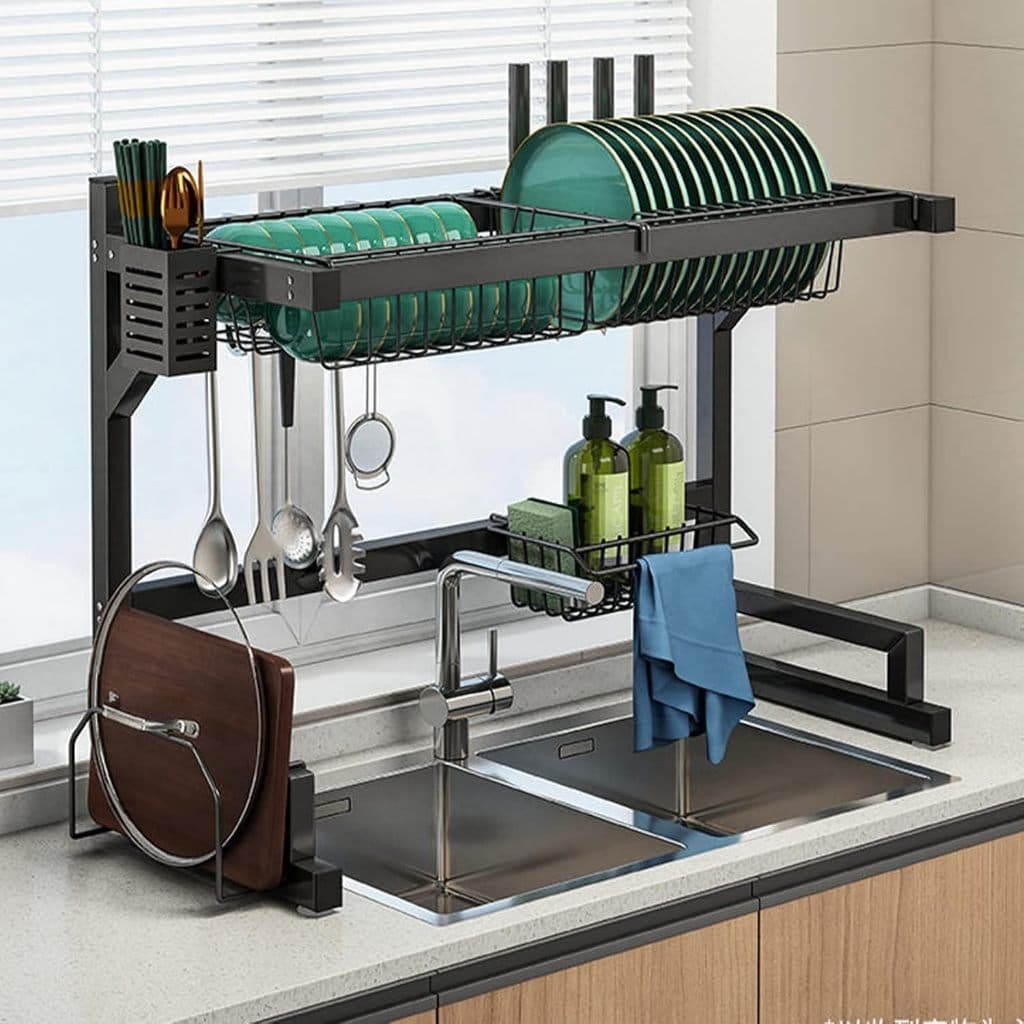 Escorredor de Louça Inox Suspenso para Cozinha Organizador de Pratos Modular