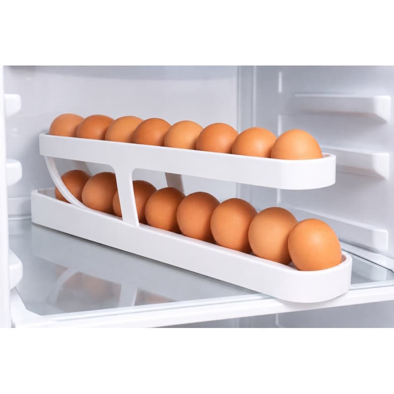 Organizador de Ovos | Porta Ovos Plástico Empilhável com Dispenser | Para por na geladeira ou armário