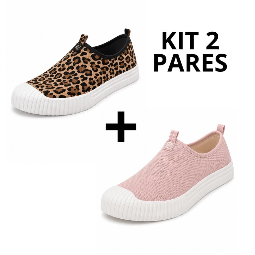 Kit 2 Pares Tênis Meia Feminino Casual  Esportivo Caminhada Treino Solado Leve e Confortável
