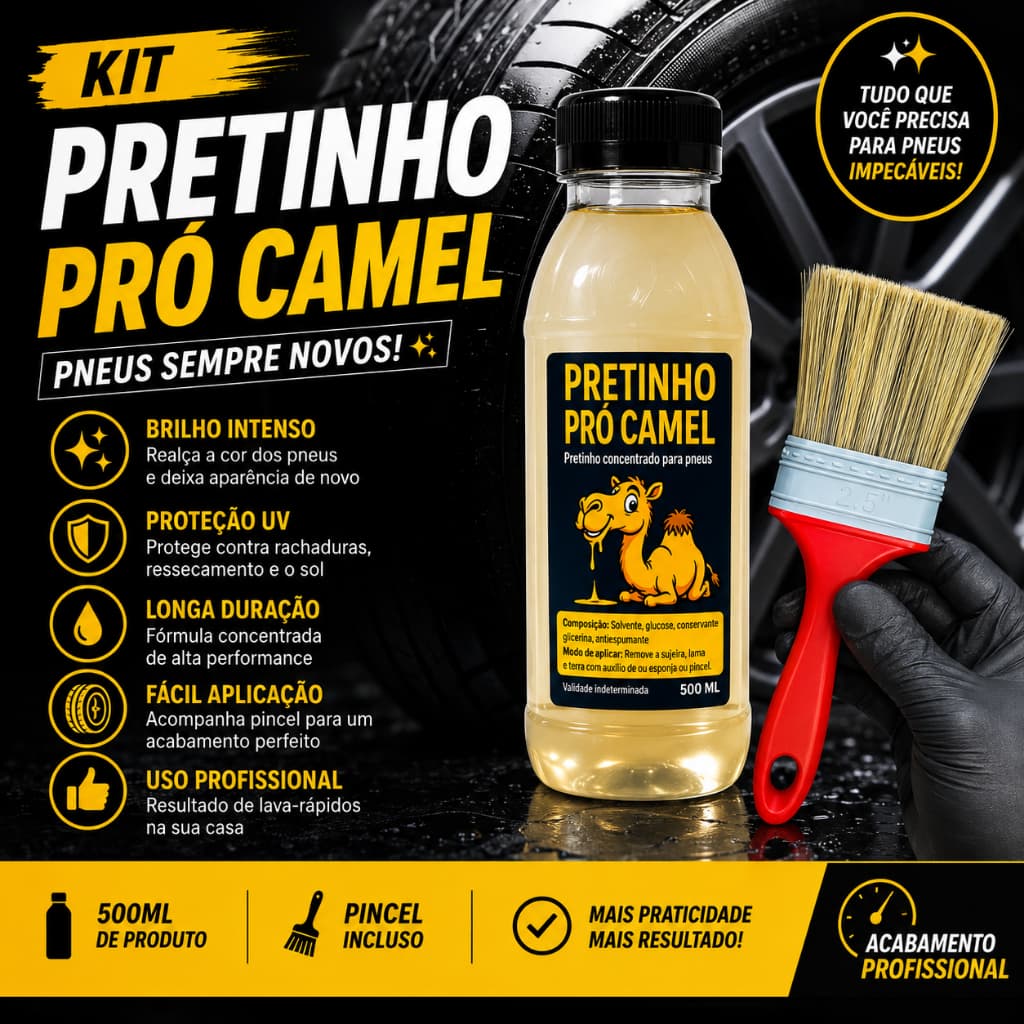 Pincel Aplicador de Pretinho para Pneus Cerdas Macias