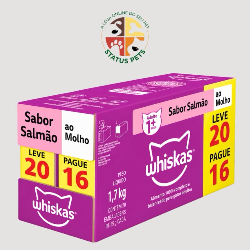 Ração Úmida Sachê Whiskas Sabor SALMÃO Gatos Adultos 85g