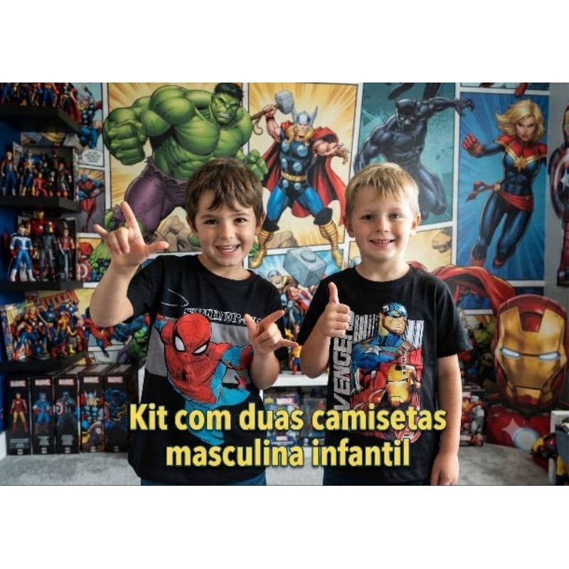 kit 2 camisetas infantil menino algodão barato