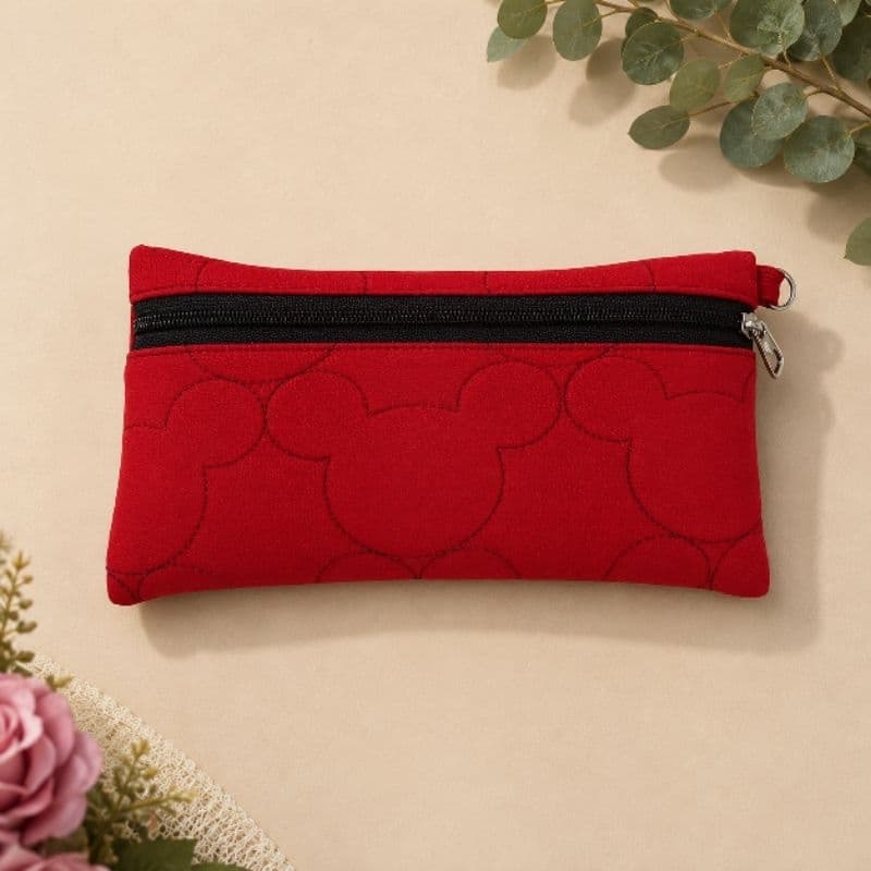 Estojo para lápis Mickey preto e vermelho 13x23 com peças exclusiva