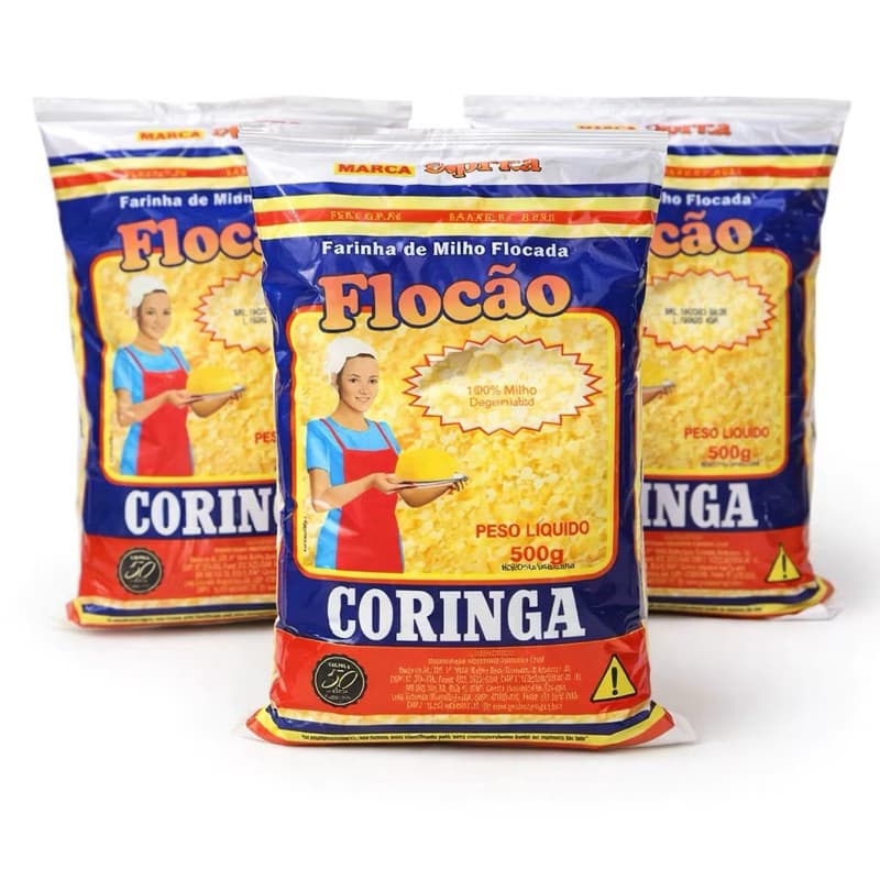 Kit 3 Flocão Coringa 500g Farinha de Milho Flocada Para Cuscuz Original 100% Milho