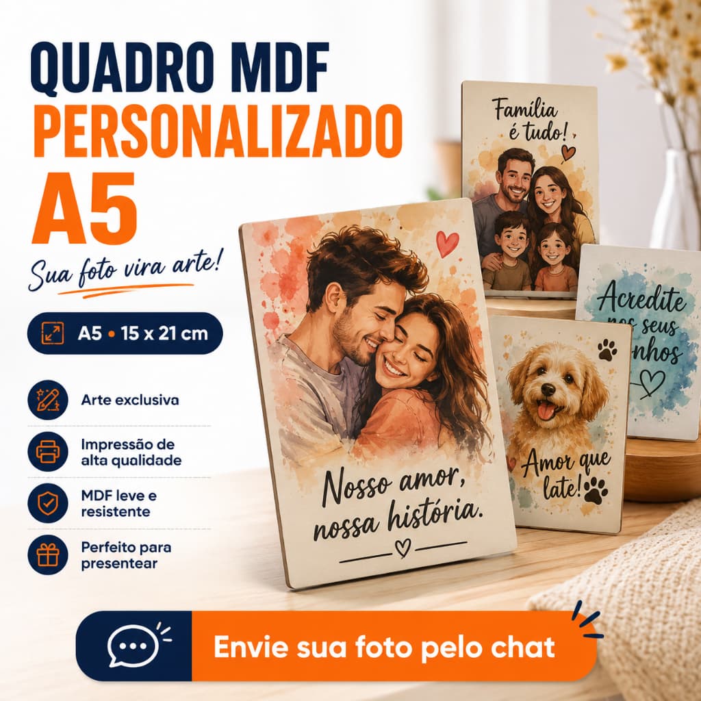 Quadro MDF Personalizado com Foto | Sua Foto Vira Arte | Presente Criativo Casal Família