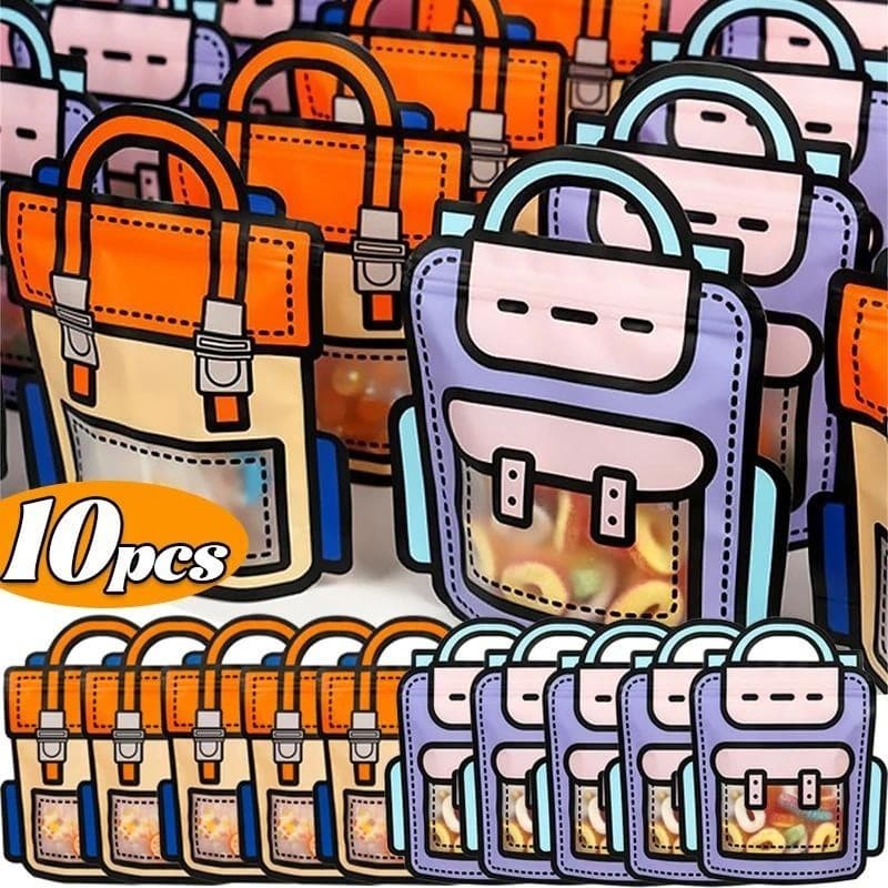 Kit 10 Saco Selado Forma Mochila Cartoon Saquinho Para Lembrancinha Festa Aniversário Crianças