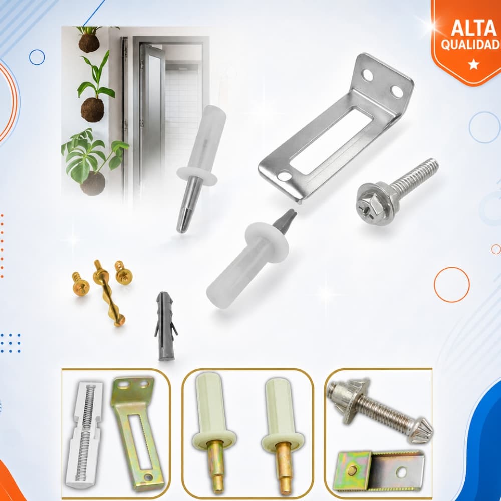 Kit Reparo Porta Camarão Completo 6 Peças Aço Anti Ferrugem Cinza Portas bambas Madeira Aluminio