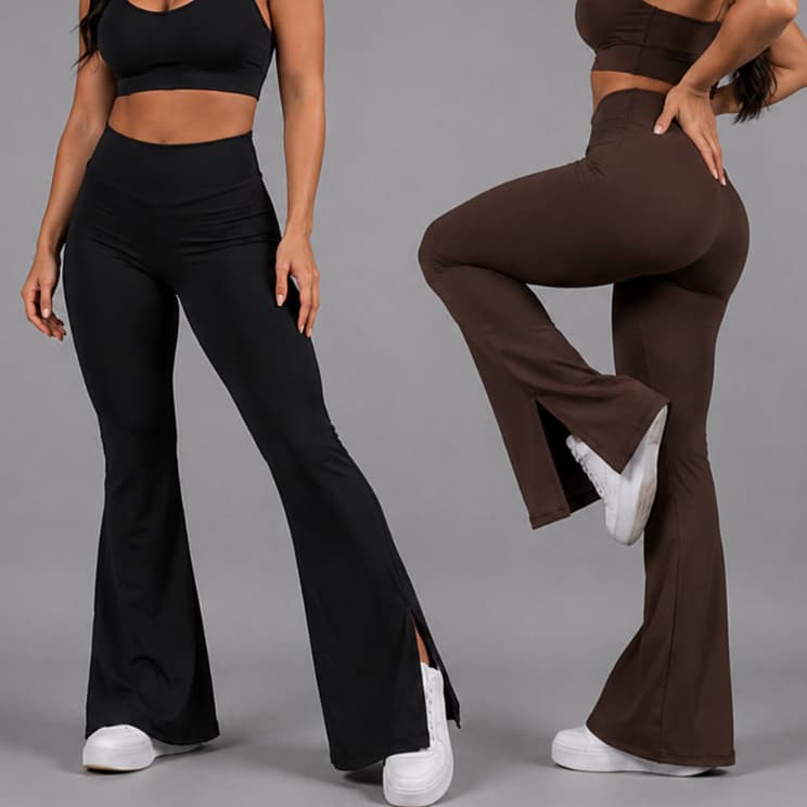 Calça Flare Legging Fitness Feminina Boca de Sino Bailarina Zero Transparencia Cós alto Fitness Corrida Academia