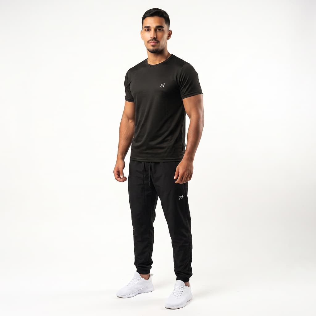 Conjunto Masculino Camiseta Dry Fit e Calça Jogger Parvori Academia Treino Corrida Esportivo Slim Tecido Leve