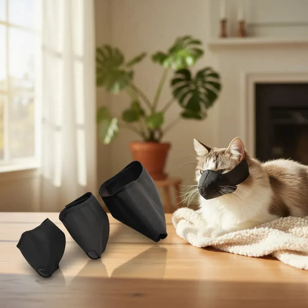 Focinheira Cães Cachorro Ajustável Respirável ConfortávelKit 03 Focinheira De Nylon Metalvet Para Gatos P M G Preto Kit