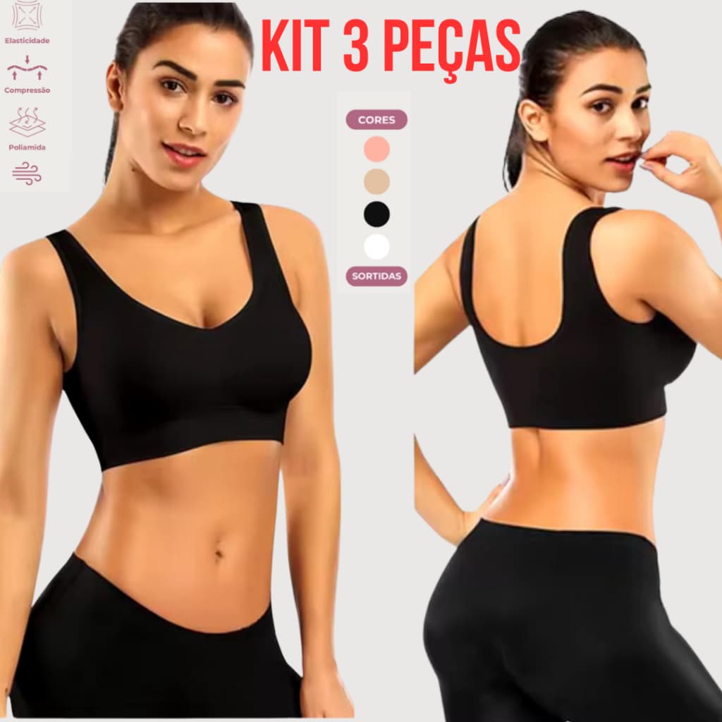 Kit 3 Top Feminino Básico Com Bojo Sem Aro Alça Regata Tecido Confortável