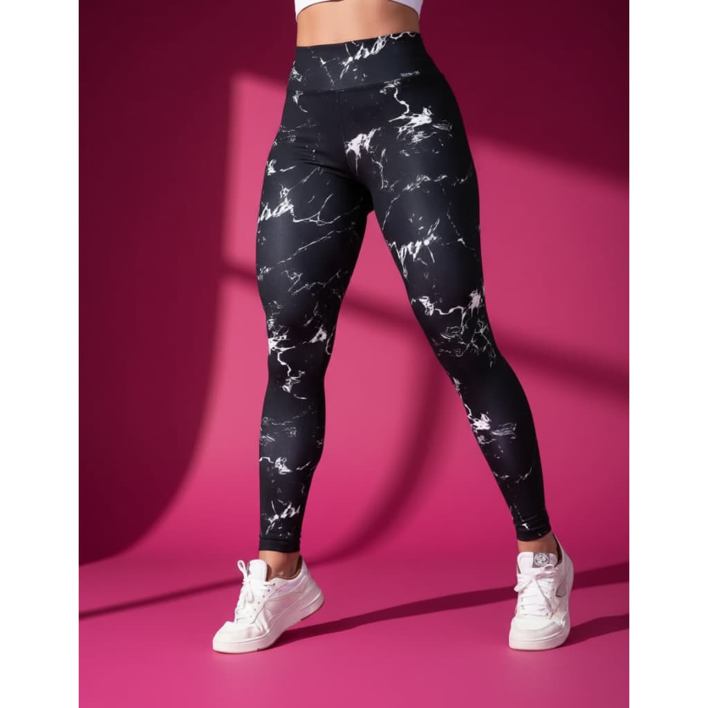Calça Legging Marmorizada Rajada Tie Dye Academia Fitness Cintura Alta Treino