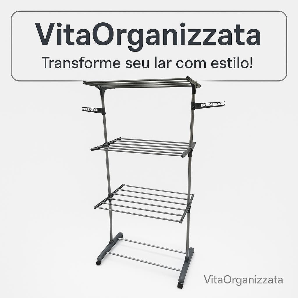 Varal de Chão Dobrável Multi Andar Cinza Resistente