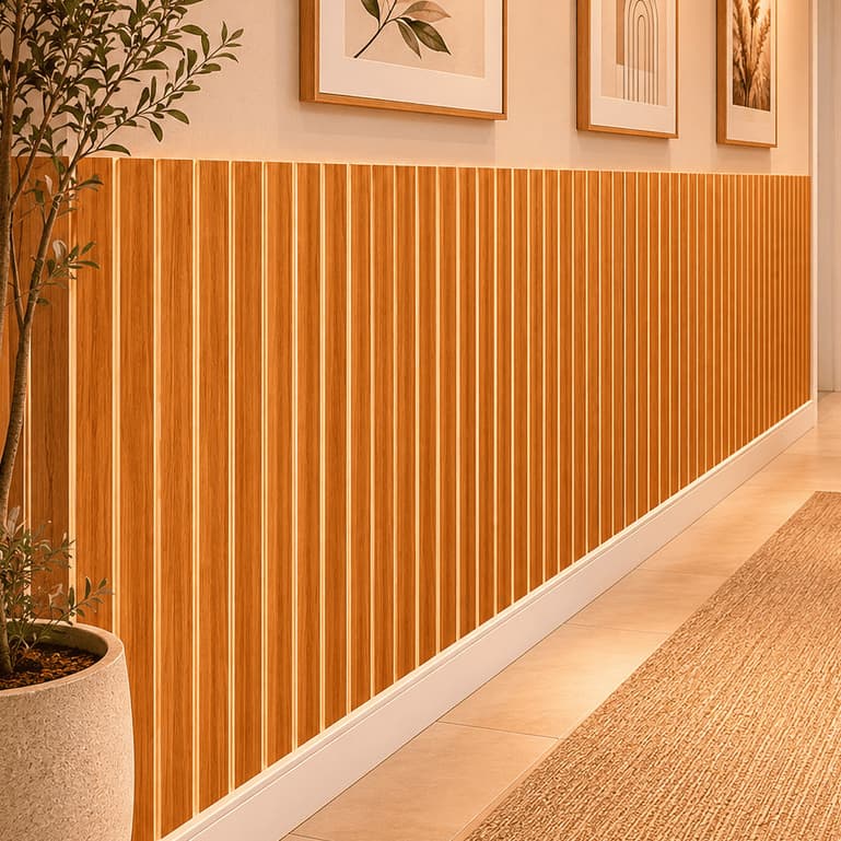 kit 40 peças painel ripado mdf autocolante parede sala quarto cabeceira envio full