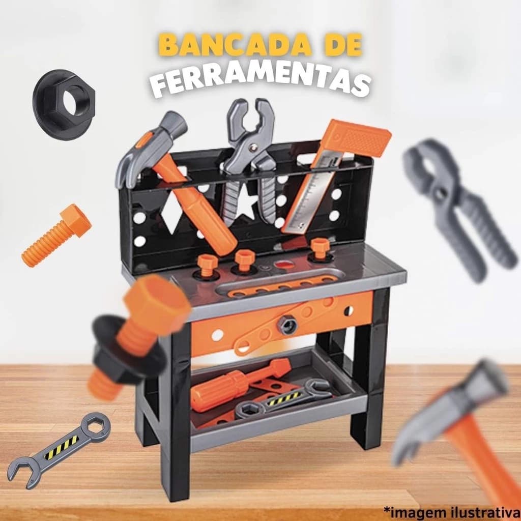 Bancada Ferramentas Infantil 18 Peças Brinquedo