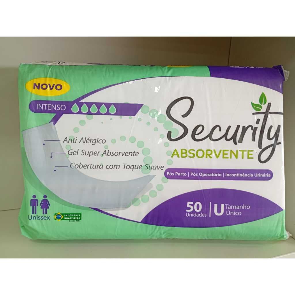 Absorvente Geriátrico/Pós Parto Operatório/ Incontinência Security Pacote com 50 Unid