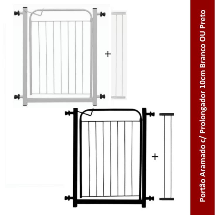 Portão Aramado Limitador Pet 70cm com Prolongador 10cm Antiferrugem