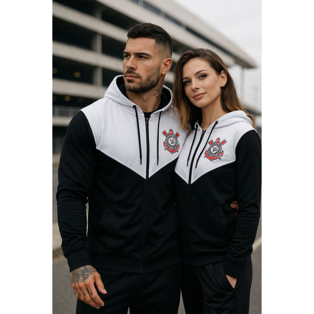 Jaqueta Corta Vento Corinthians Impermeável Leve Esportiva Casaco com Capuz Blusa Timão Casal