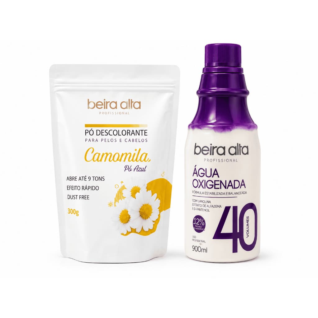 Kit Descoloração Beira Alta Pó Descolorante 300g + OX de 900ml 40vl