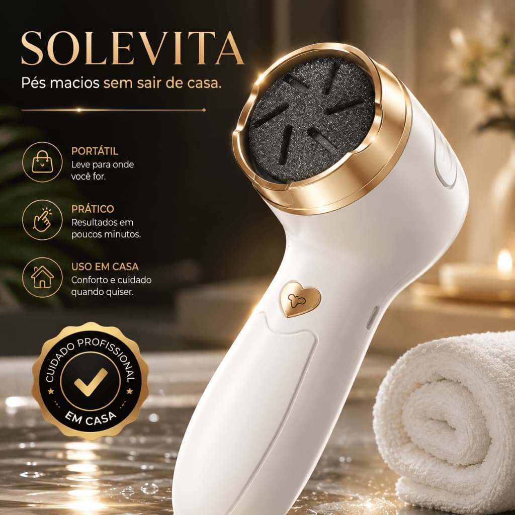 Esfoliador Elétrico para Pés SoleVita Portátil Removedor de Calos e Pele Ressecada Recarregável