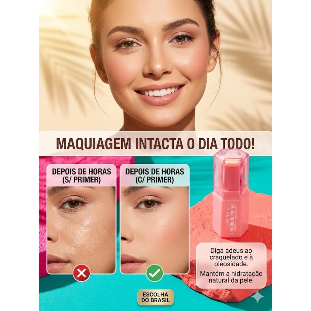 Primer hidratante Invisible Pores para rosto - Lové Rain