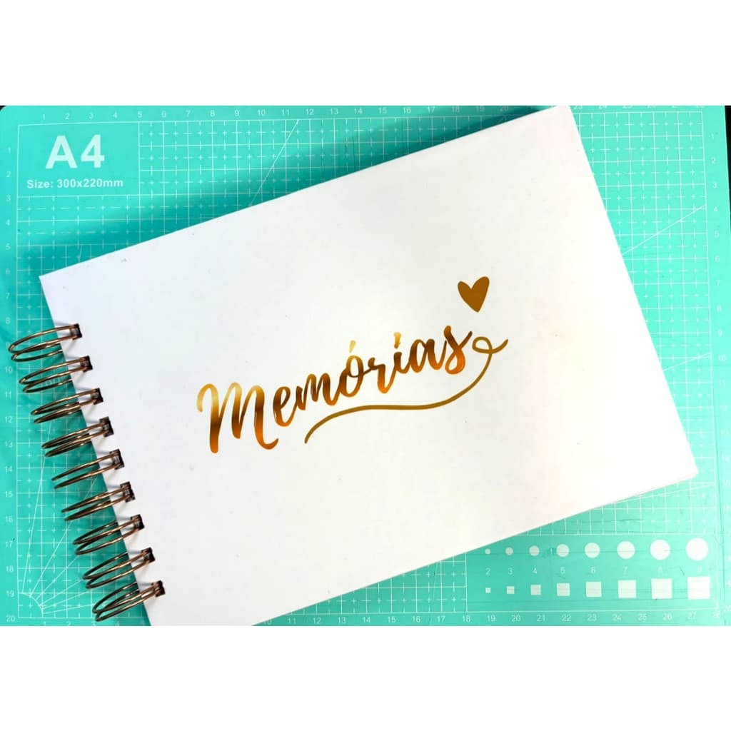 Álbum Scrapbook Capa Dura 40 Páginas Papel 180g Journal com Espiral e Elástico