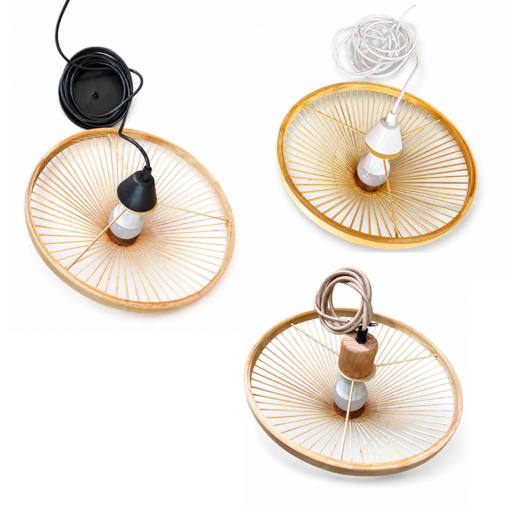 Lustre Pendente de Bambu Madeira E27 Bivolt Decoração Sala Cozinha Quarto
