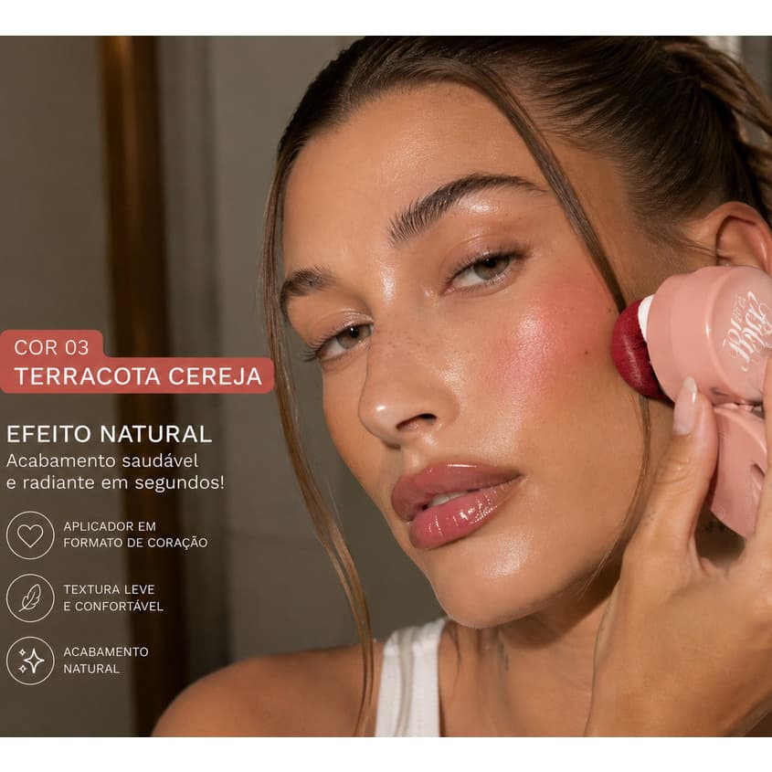 Blush Heart Stamp Lua e Neve Acabamento Natural Longa Duração