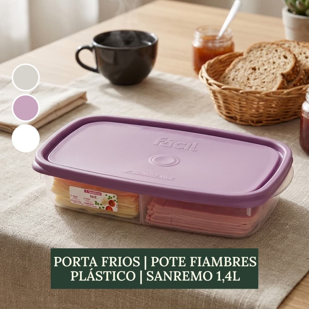 Pote Porta Frios Duplo Com Divisória Fiambres Sanremo 1,4L Plástico