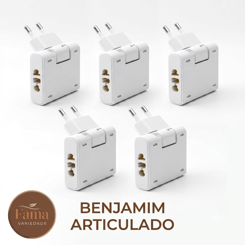 Adaptador Benjamin Articulado Dobrável 3 Tomadas Design Slim