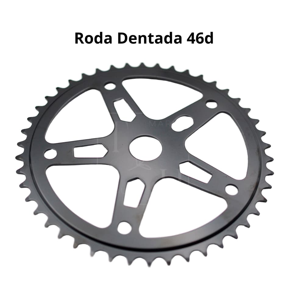 Coroa Engrenagem Dentada de 46 dentes 2,20mm para Pedivela Monobloco 140mm 165mm Bike aro 24 26 e 29