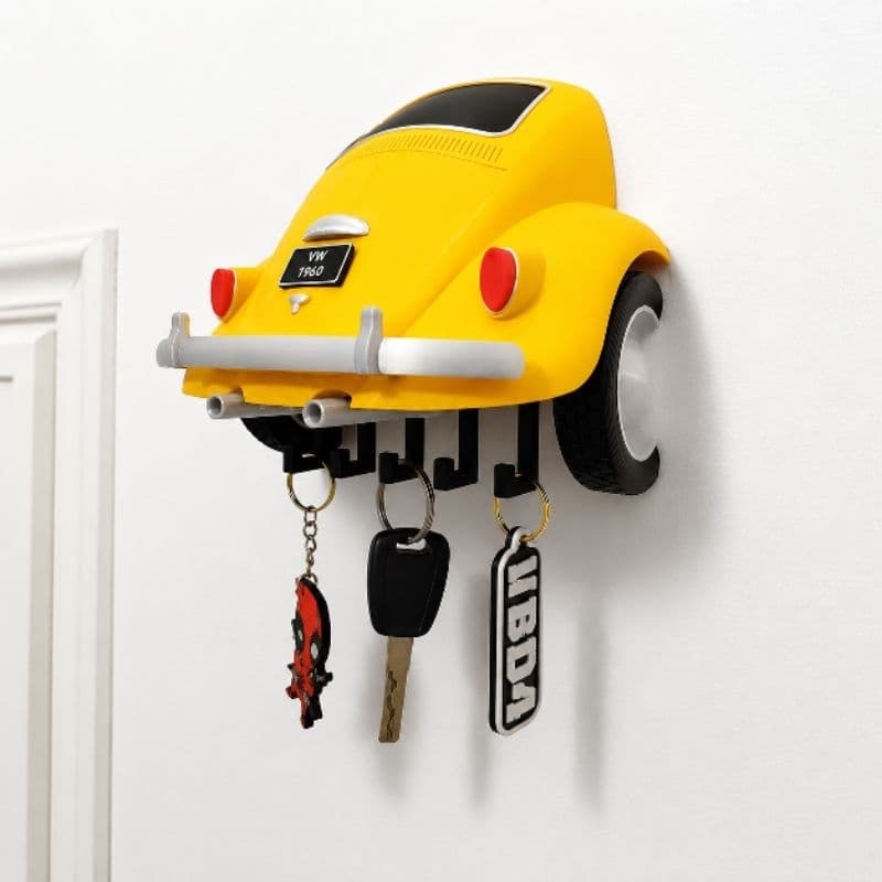 Porta Chaves Fusca Clássico de Parede | Organizador para 5 Chaves | Decoração Automotiva