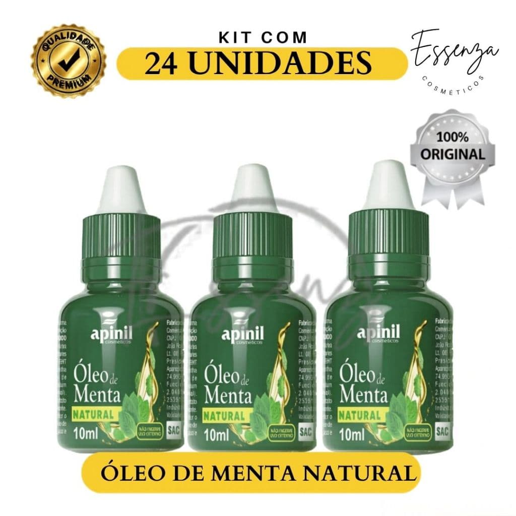 24 UND Óleo de Menta 10ml Apinil – Menta Pura Original – Ideal Revenda Atacado - Com Nota Fiscal