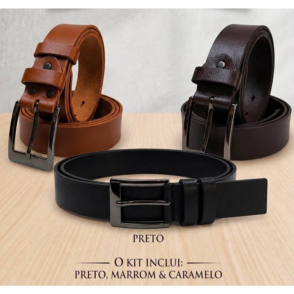 Kit Cintos Masculinos Adulto Social e Individual  Elegantes  3 Cores disponiveis