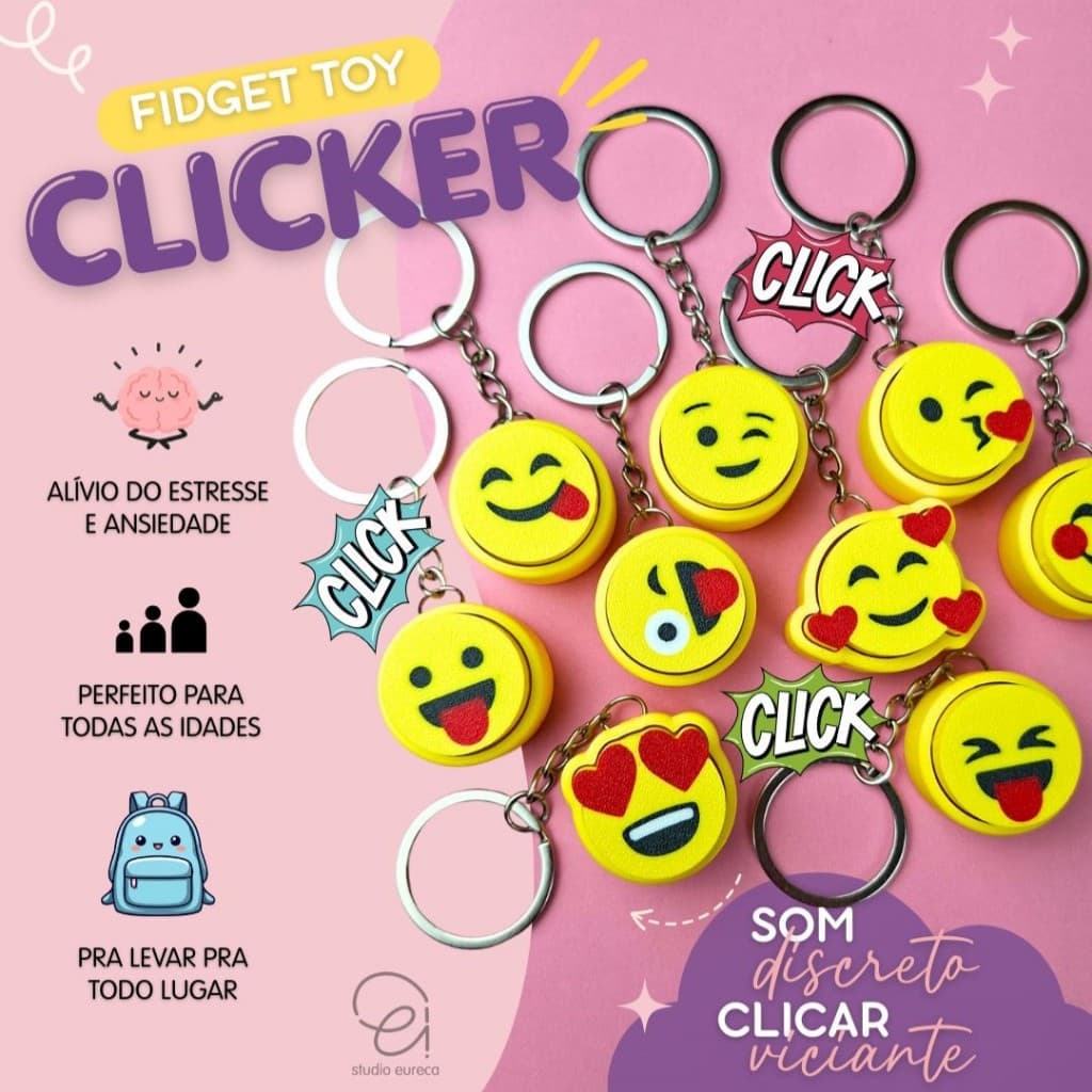 Chaveiro Fidget Toy Clicker Emoções | Alívio de estresse | Brinquedo Sensorial | Foco e Concentração para TDAH