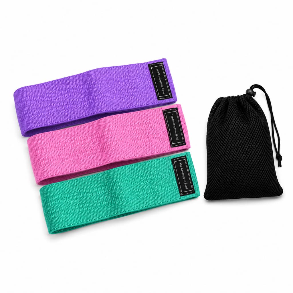 Kit com 3 Faixas Elásticas de Tecido para Exercícios Mini Band Antiderrapante 3 Níveis de Resistência para Musculação Yo