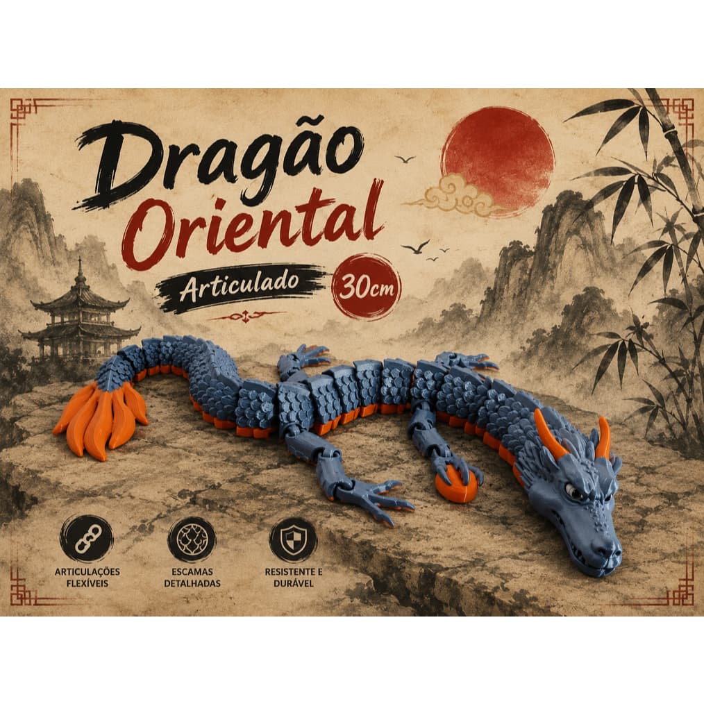 Dragão Oriental Articulado 30cm Brinquedo sensorial