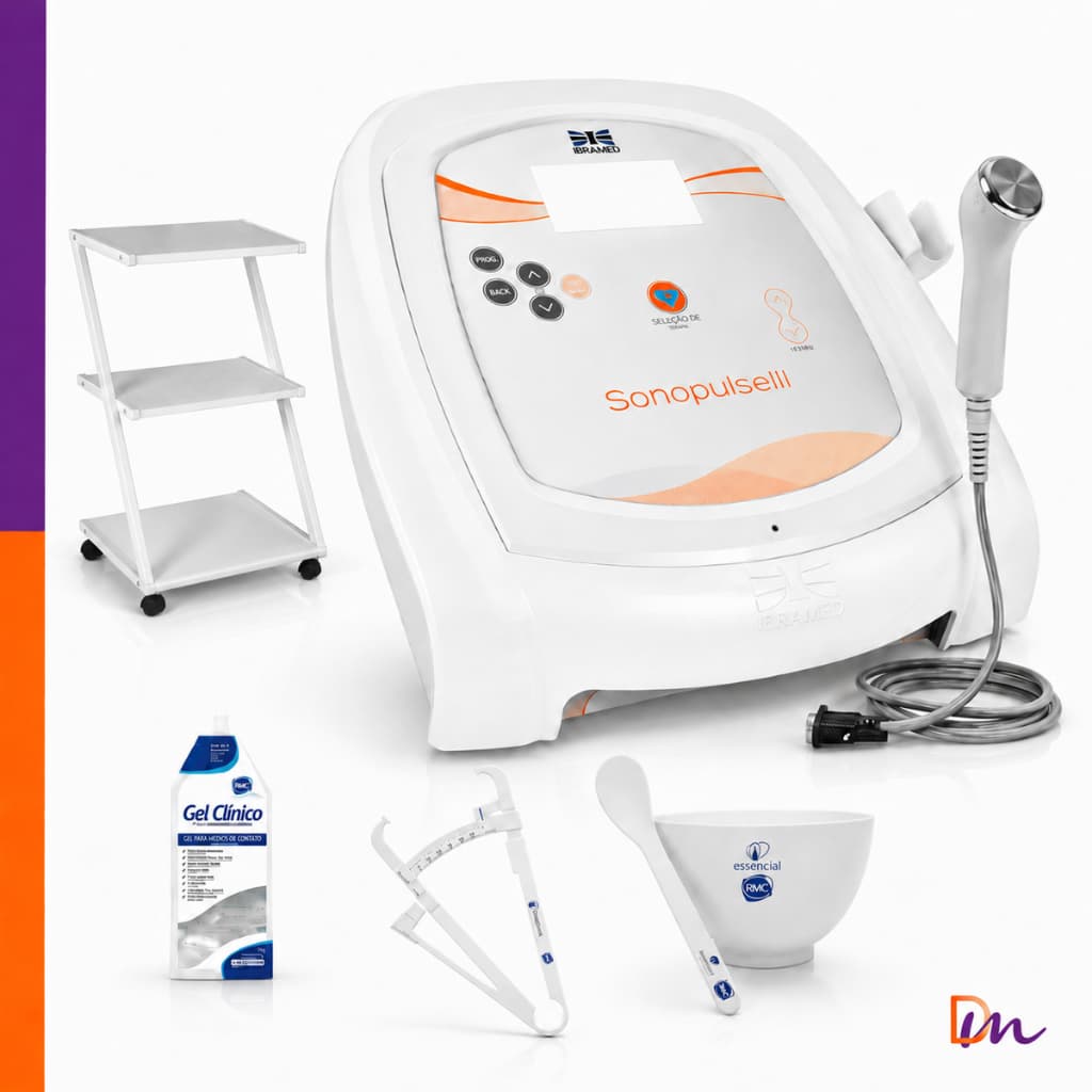 Sonopulse III + Carrinho Auxiliar Aparelho de Ultrassom 1 e 3 MHz - Ibramed