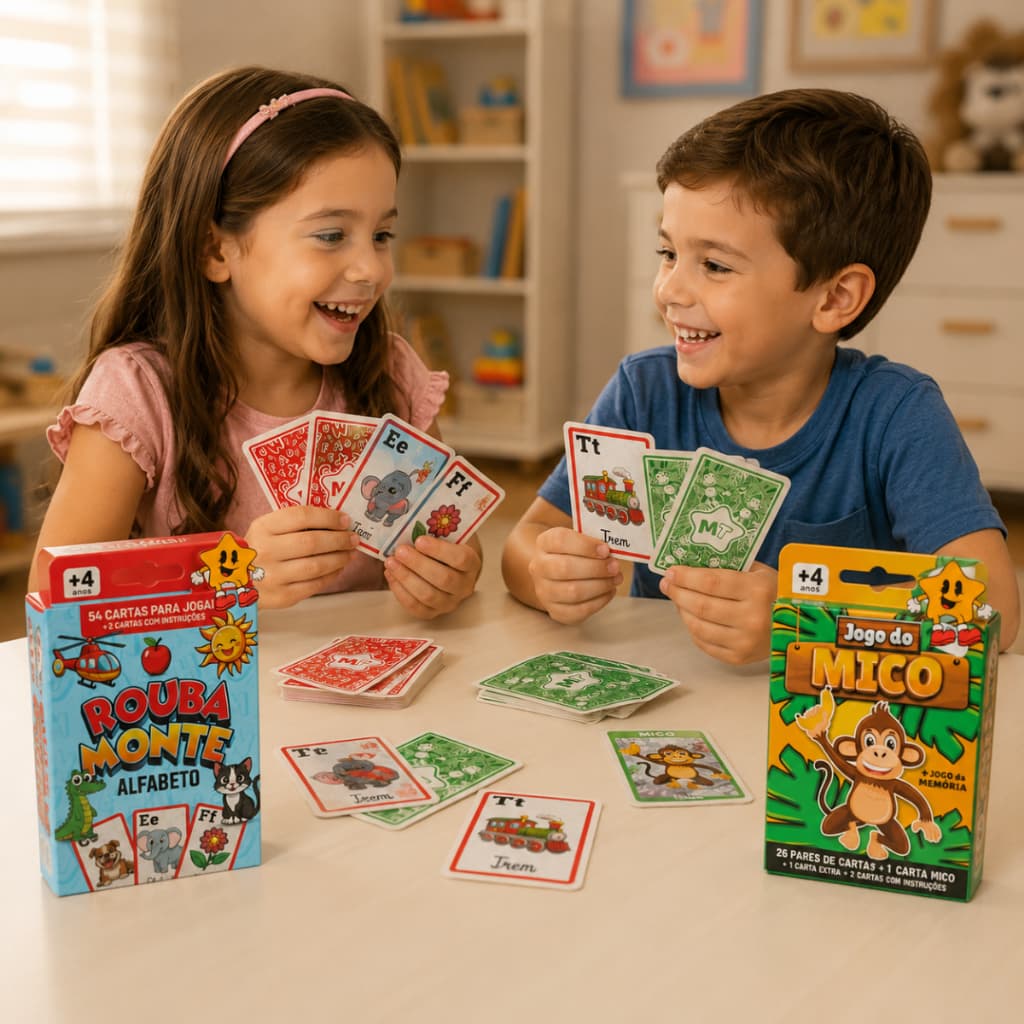 Kit 2 Jogos Cartas Memória Mico Educativo Infantil Criança Cartinhas Presente Festa Aniversario