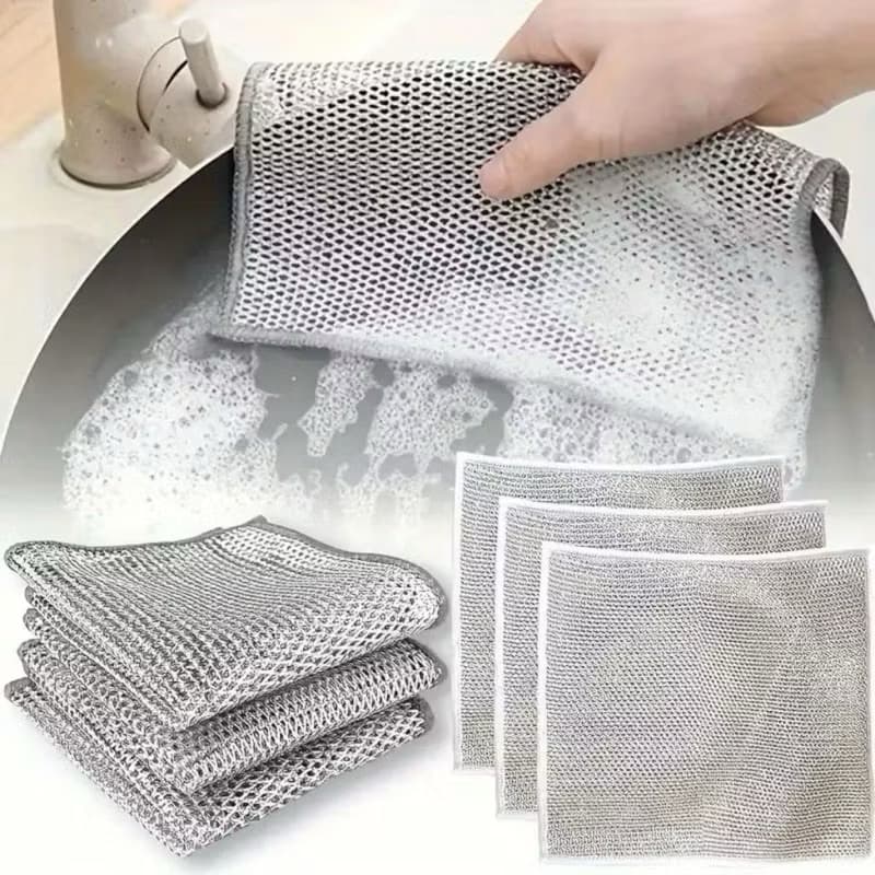 Kit Panos de Aço Inoxidável Premium Dupla Face | Não Risca Limpeza Pesada