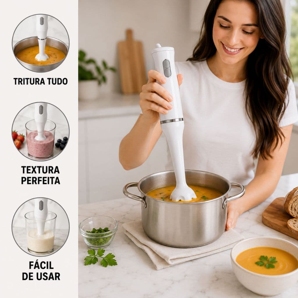 Mixer Eletrico Portatil Copo 700ml Alta Rotacao Multiuso 220v/127V Sucos Vitaminas Molhos Cremes