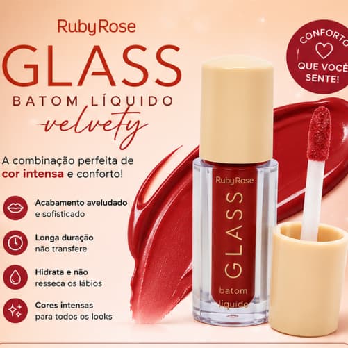 BATOM LIQUIDO VELVETY RUBY ROSE GLASS