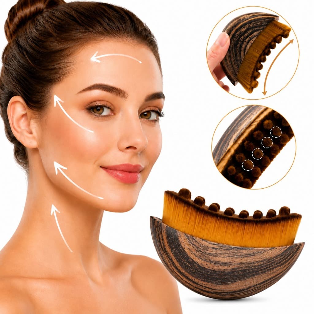 Escova Facial De Massagem Drenagem Linfática e Contorno Multifuncional Ergometrica Reduz Inchaço do Rosto