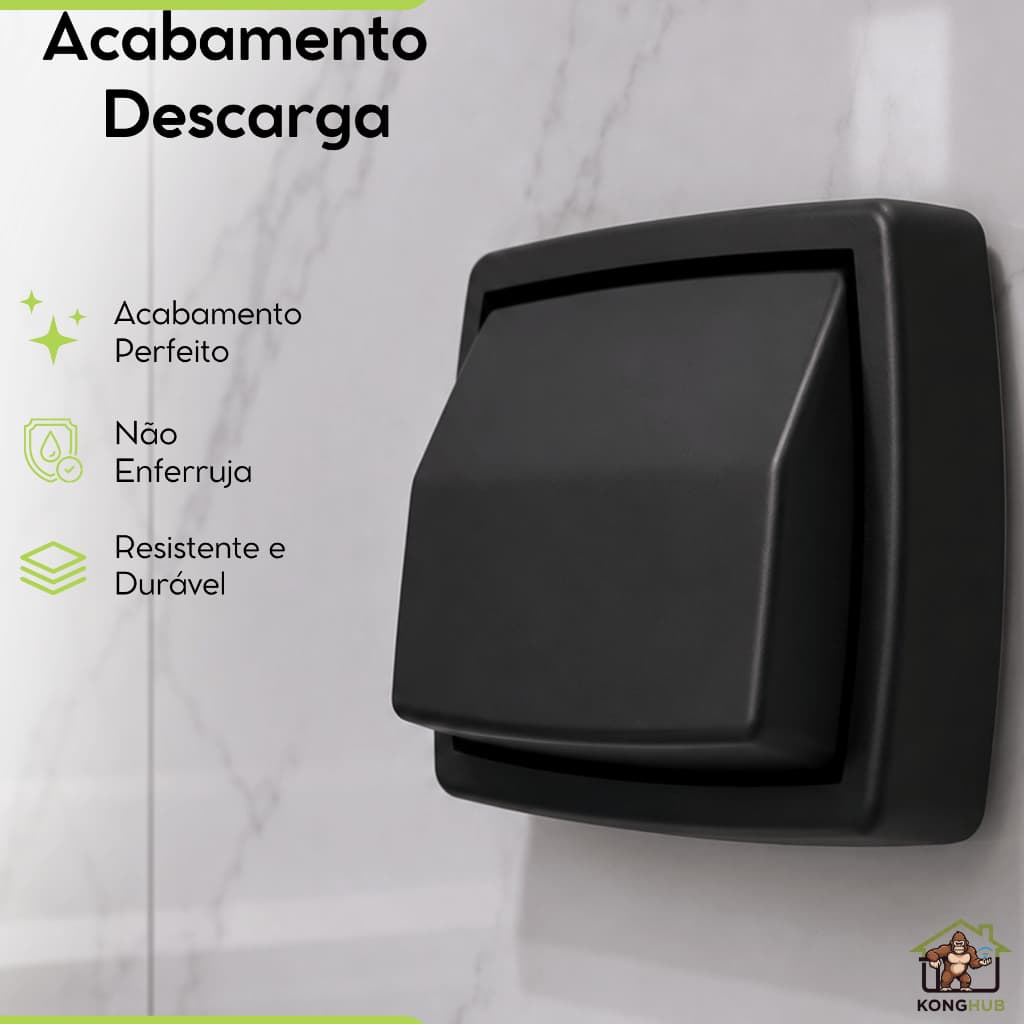 Botão Acabamento Válvula Descarga Vaso Banheiro Compatível Hydra Max Deca Docol Preto Fosco