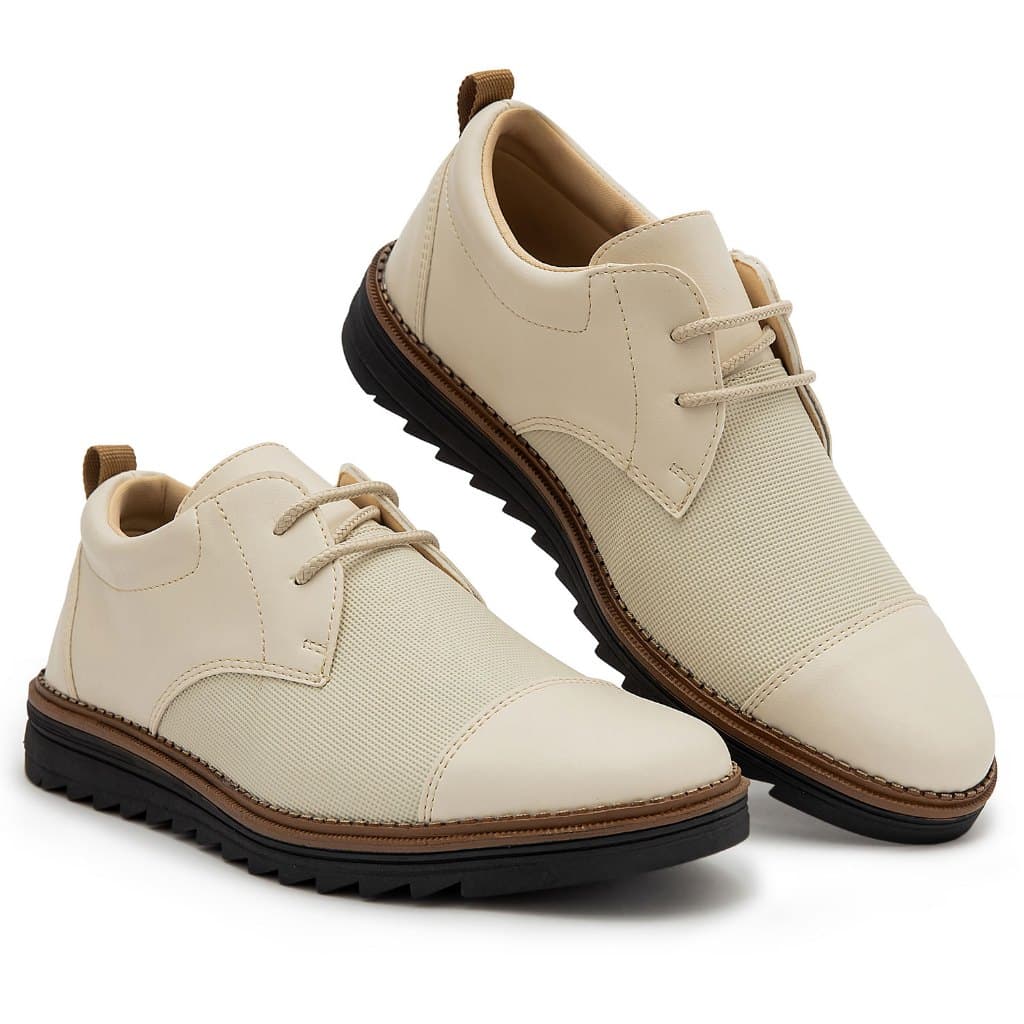 Sapato Masculino Oxford Derby Sola Alta Tratorado Elegante Versátil Casual Confortável Culto Igreja