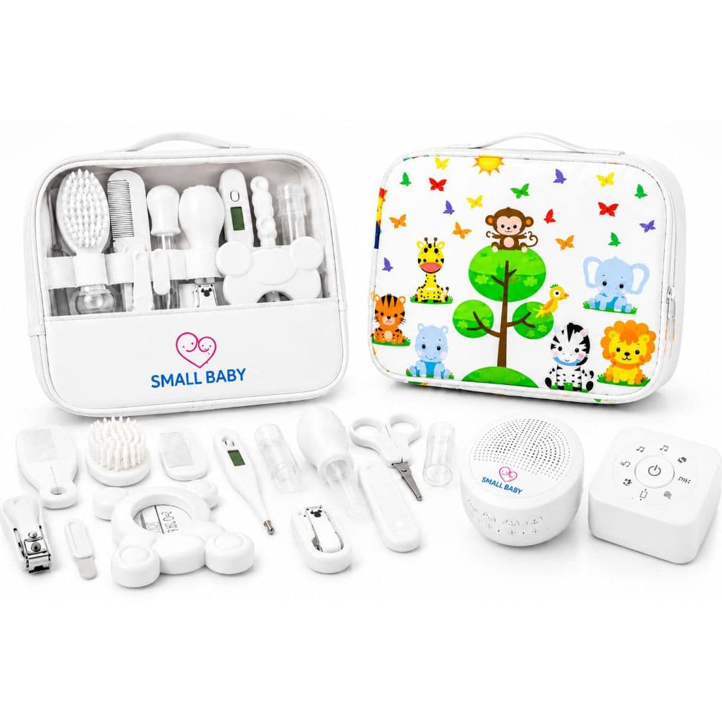 Kit Higiene Bebê 16 Peças Safari com Ruído Branco Small Baby Estojo Organizador Chá de Bebê Presente Recem Nascido