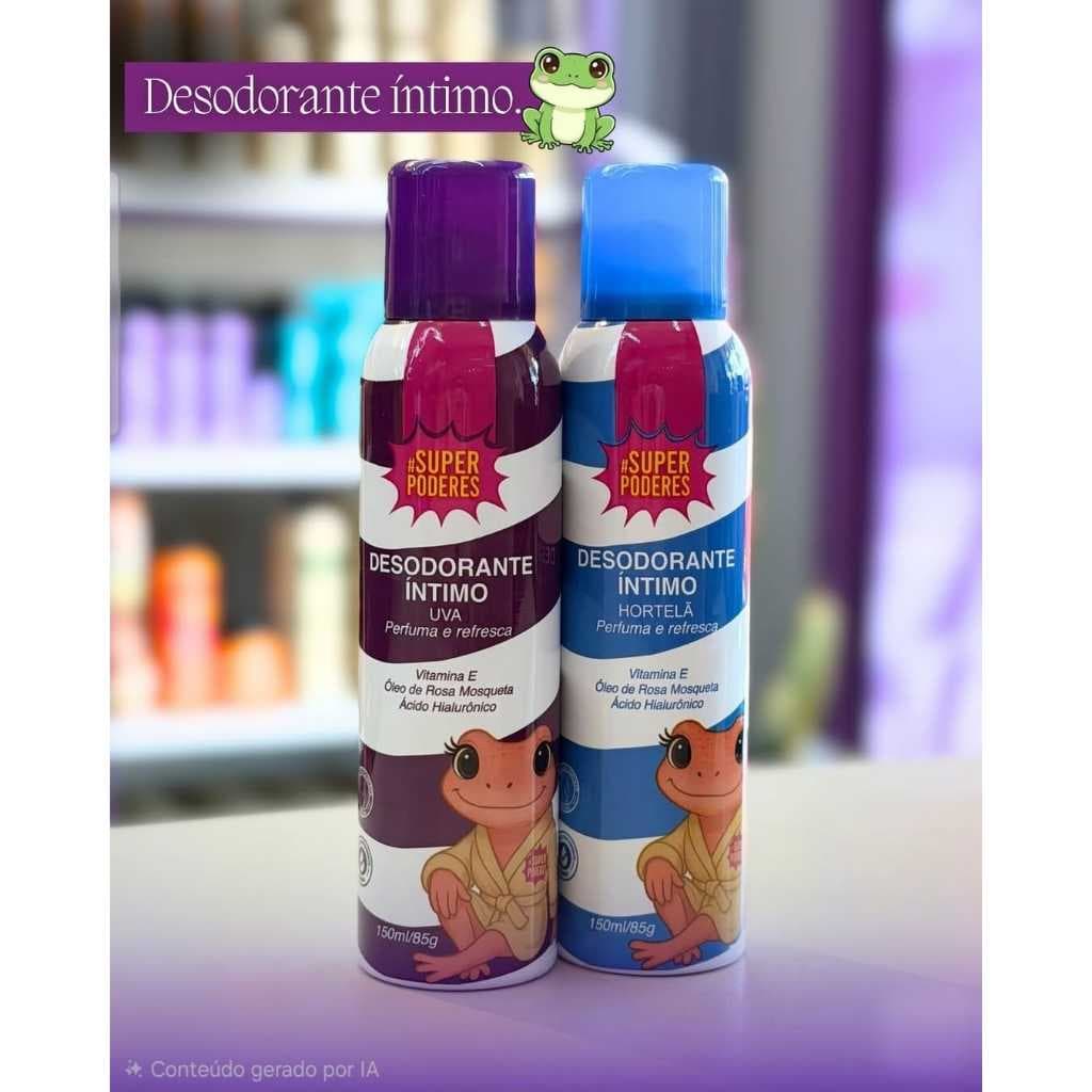 Perfume Super Poderes Desodorante Íntimo Virilha Spray – Uva ou Hortelã  Unidade 150ml